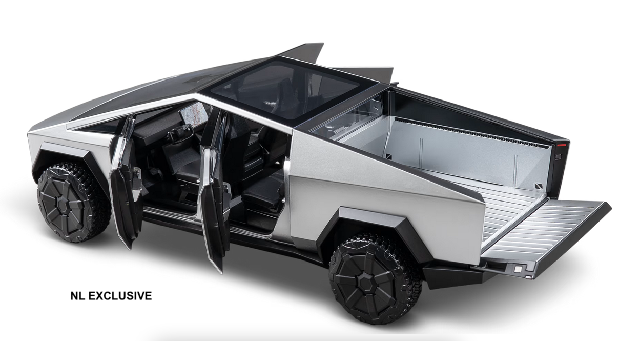 TESLA CYBERTRUCK + "DOG MODE" FIGURE ("HUNDE MODUS" FIGUR) NEU IN OVP NEW 1:18