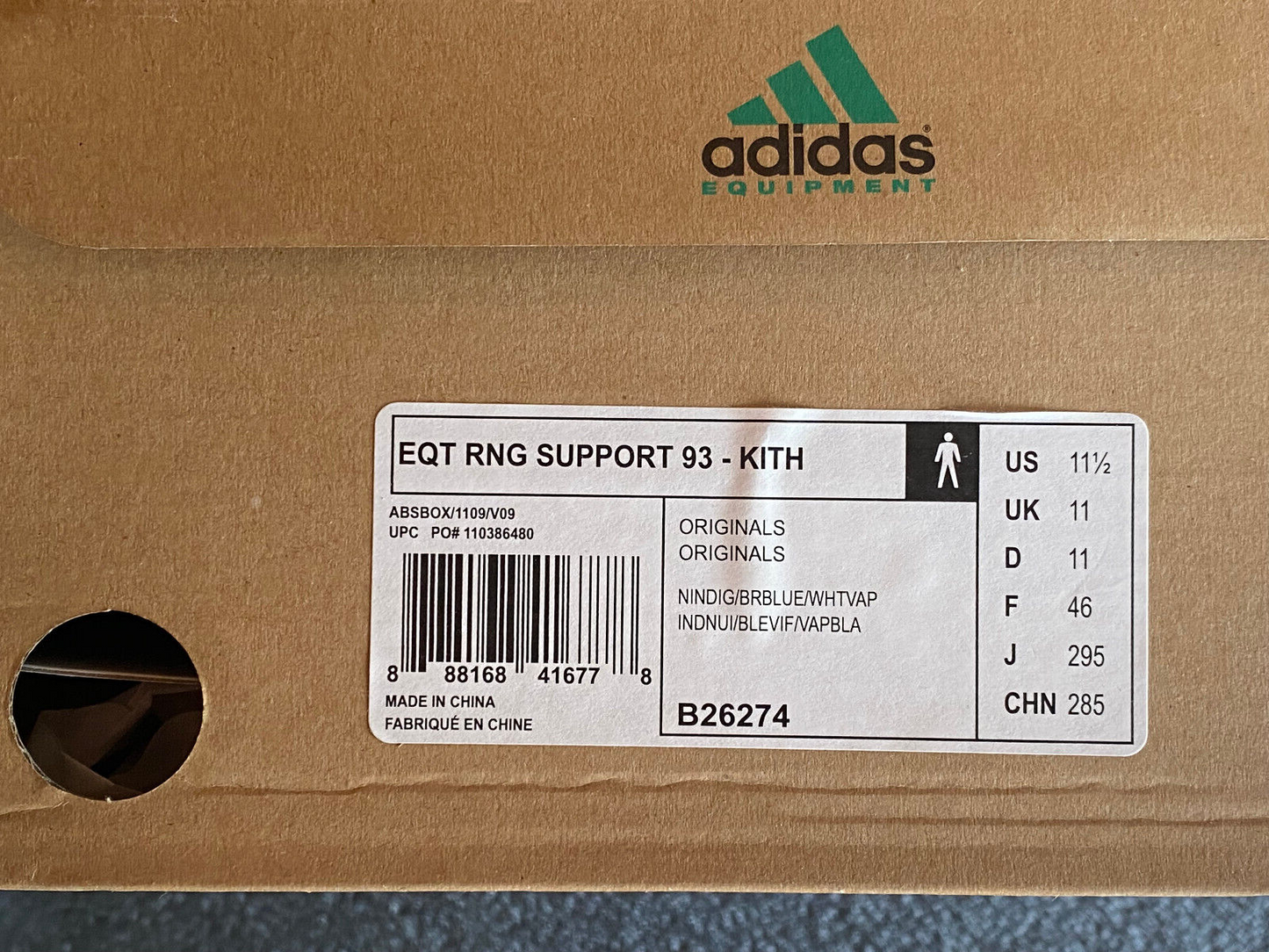 Adidas EQT Running Support 93 Ronnie Fieg Kith 2014 B26274 US 11,5 UK 11  EU 46