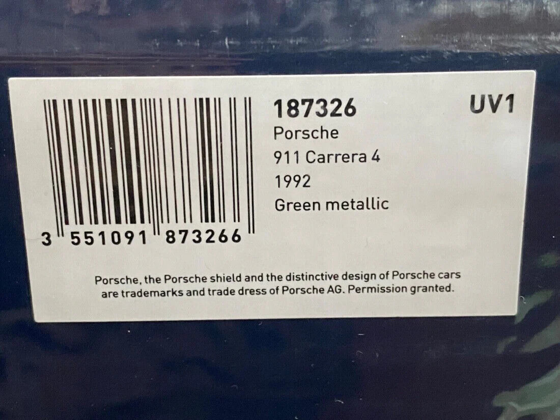 Porsche 911 Carrera 4 1992 Typ 964 Oakgrün Oakgreen ASIA EXCLUSIVE Norev 1:18