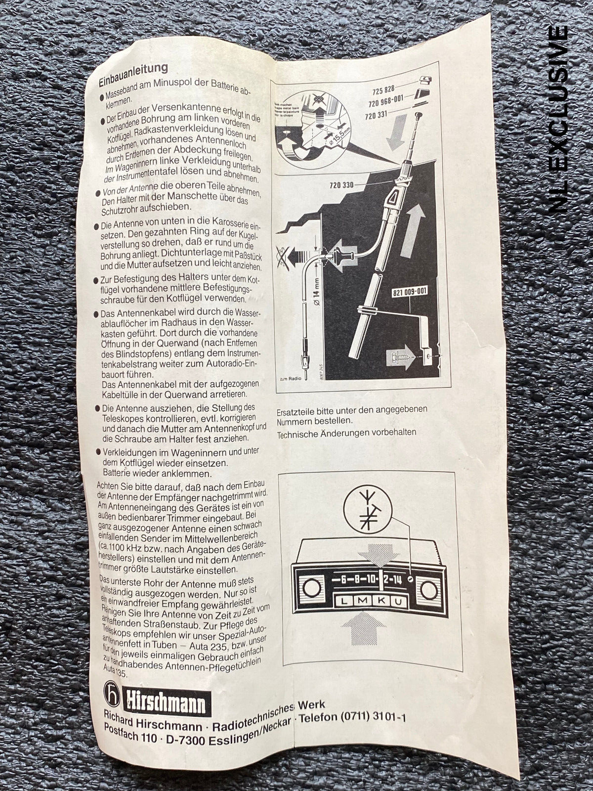 VW Scirocco II (Typ 53b) Hirschmann Teleskopantenne ab Bj 5.81 Neu in OVP