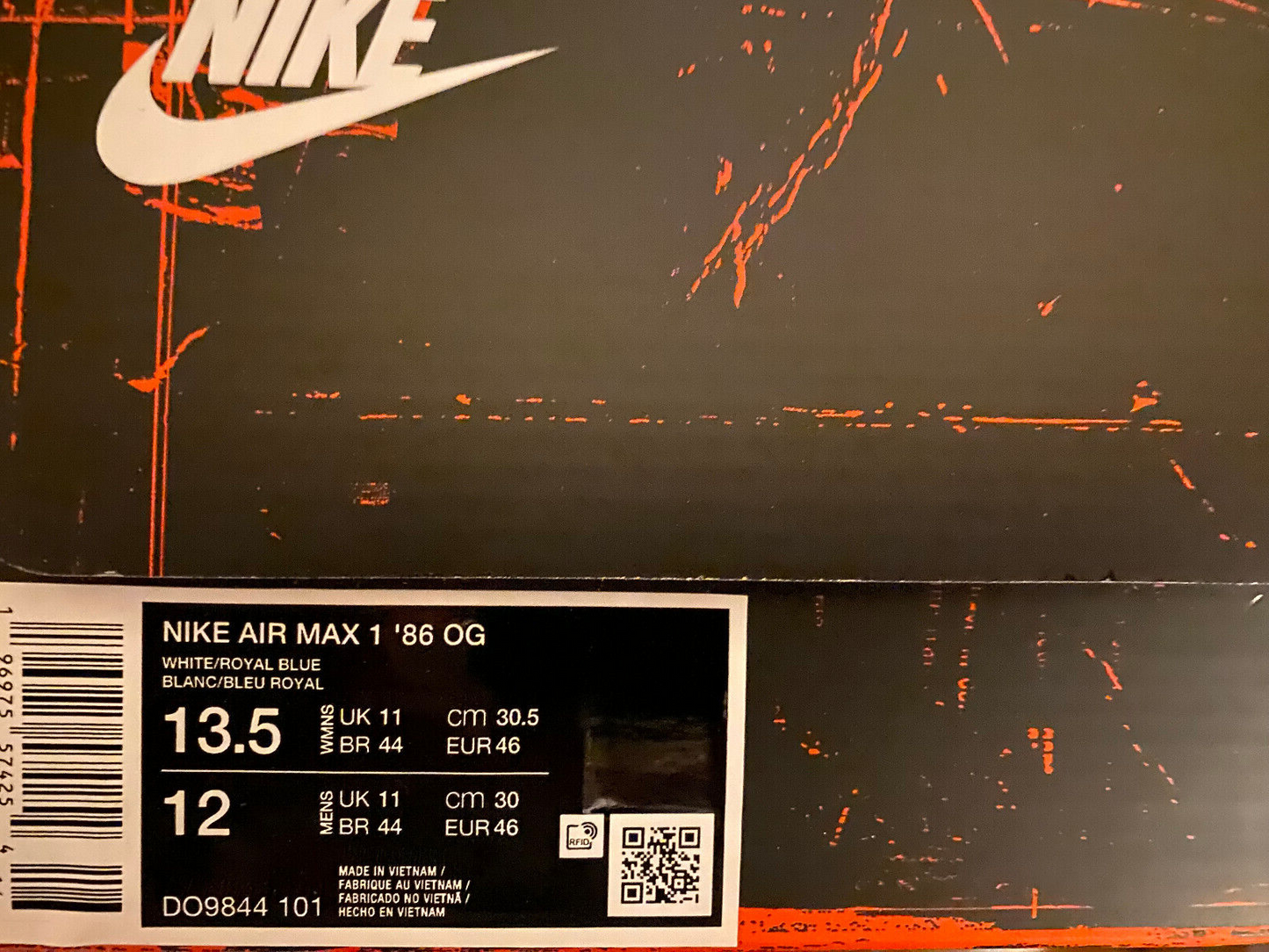 Nike Air Max 1 86 OG BIG BUBBLE D9844 101 Vintage cw Royal Blue US 12 UK 11 E 46