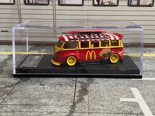 VW Bus T1 Samba Breitbau Widebody mit Surfbrett McDonalds Burger Neu new 1:64