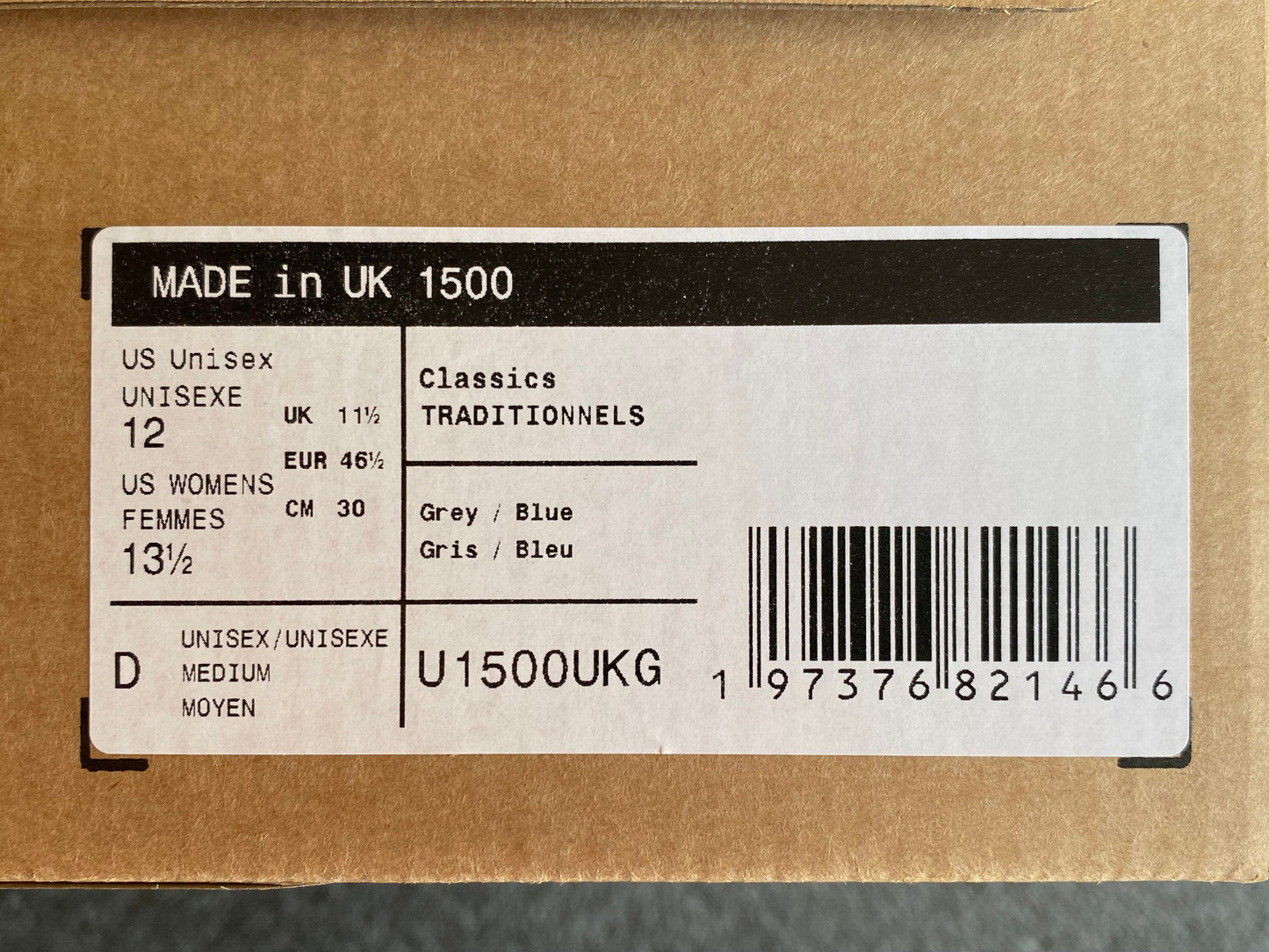 New Balance 1500 U1500UKG original vintage colourway Neu in Box new in box US 12 UK 11,5 EU 46,5