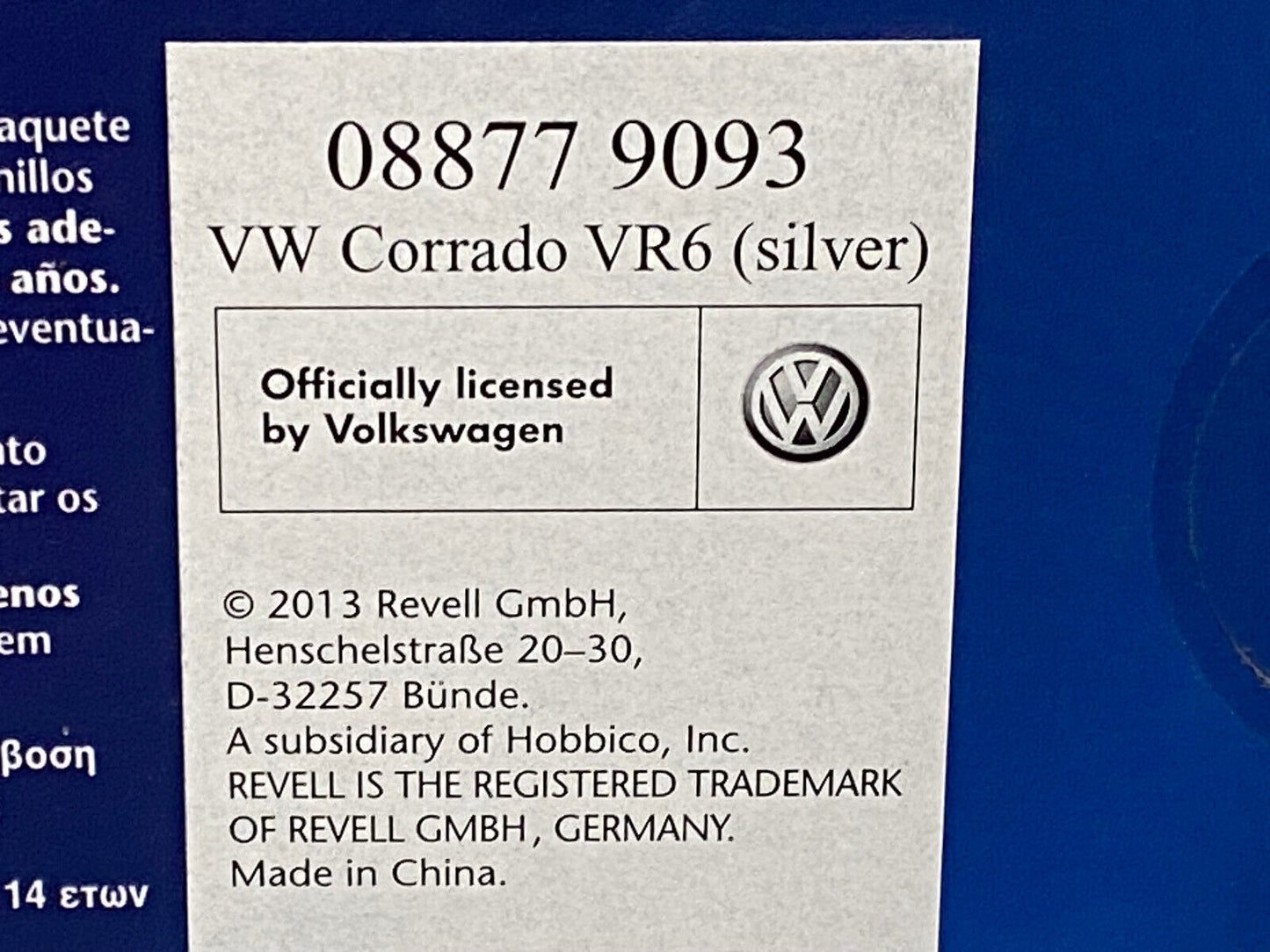 VW Corrado VR6 1995 silber Facelift Revell 088779093 Neu in OVP new in box 1:18