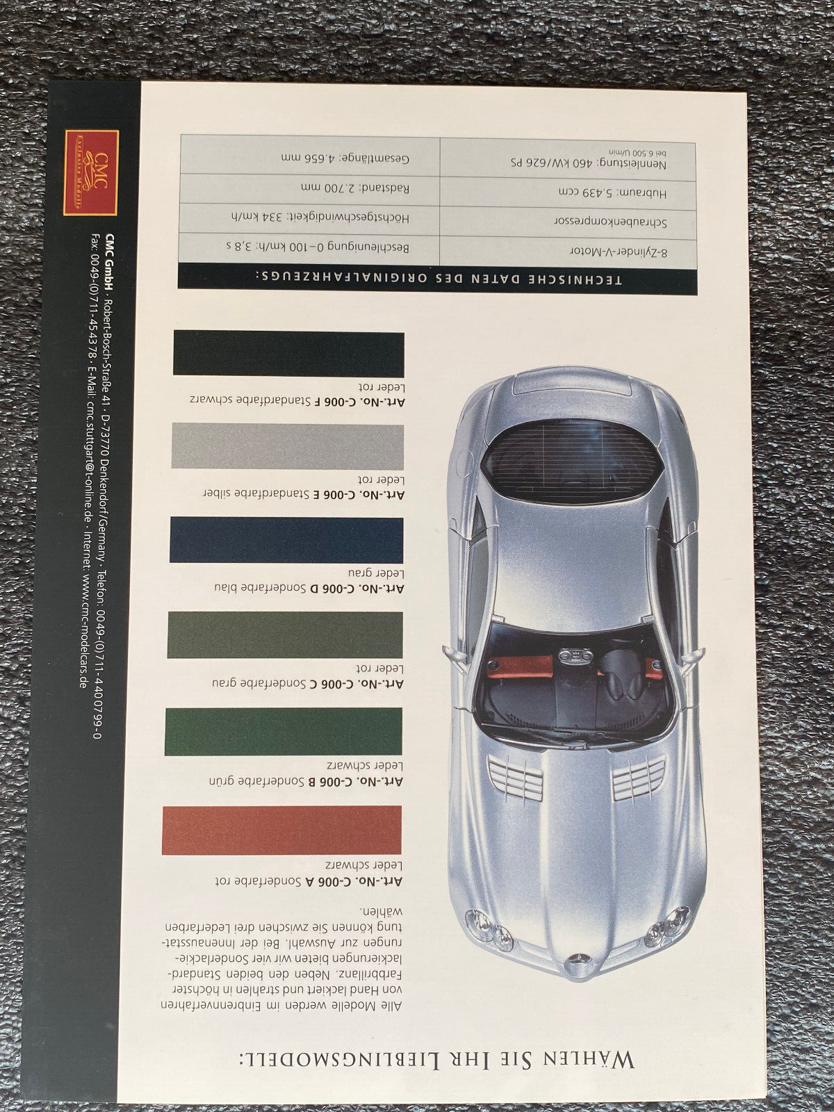 CMC Prospekt für Mercedes Benz McLaren SLR 1:12 Broschüre DinA4 auffklappbar Neu