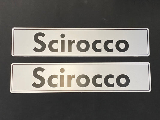 1 Paar original VW Scirocco Kennzeichenschild Kennzeicheneinleger Silber/Schwarz