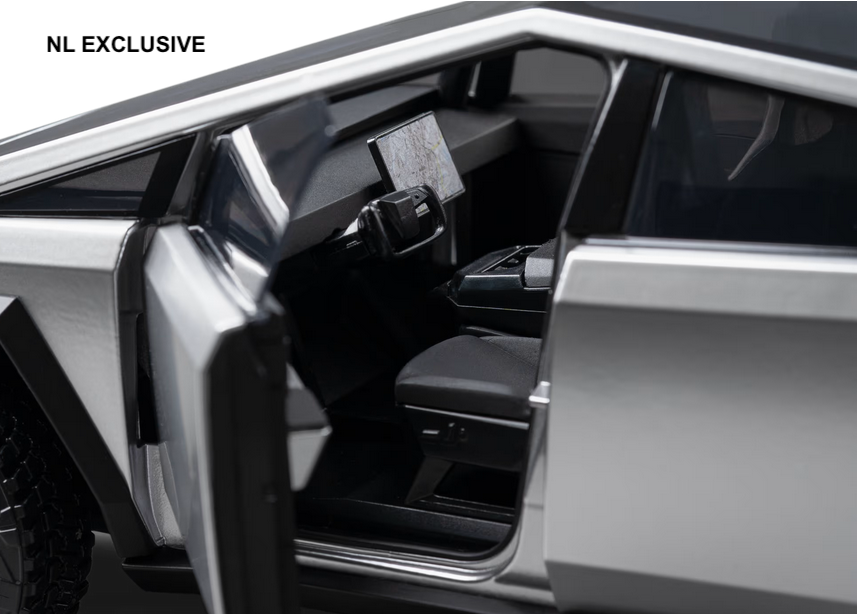 TESLA CYBERTRUCK + "DOG MODE" FIGURE ("HUNDE MODUS" FIGUR) NEU IN OVP NEW 1:18