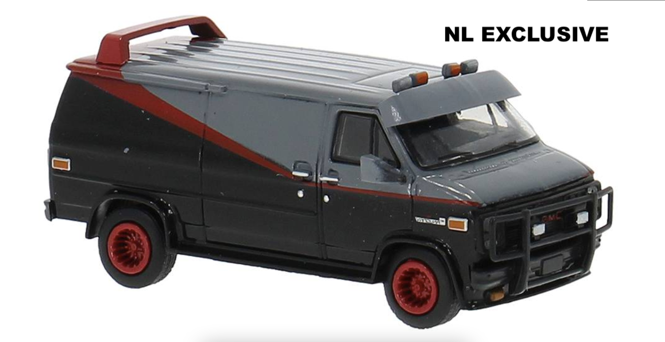 GMC Vandura Van A-Team von Brekina plus 4er Figuren-Set Diorama H0 Neu 1:87