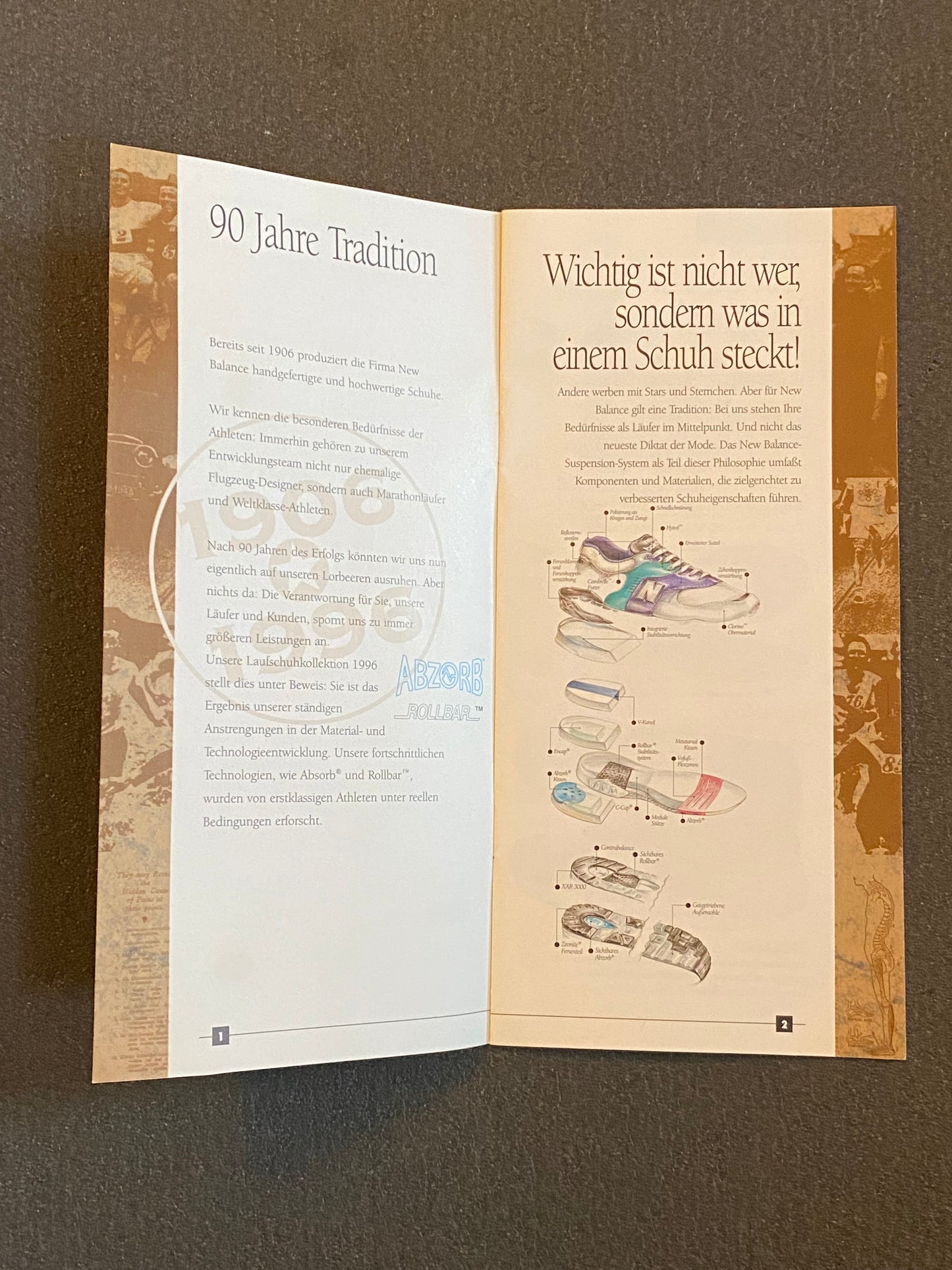 New Balance Sportschuh Katalog (deutsch) 1996 vintage u.a. mit 1600 / 996 / 577 Flyer Prospekt