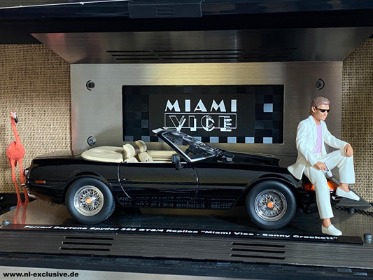 Schild MIAMI VICE für Ferrari 365 GTS/4 - Ferrari Testarossa geprägt und selbstklebend für 1:18 Vitrine