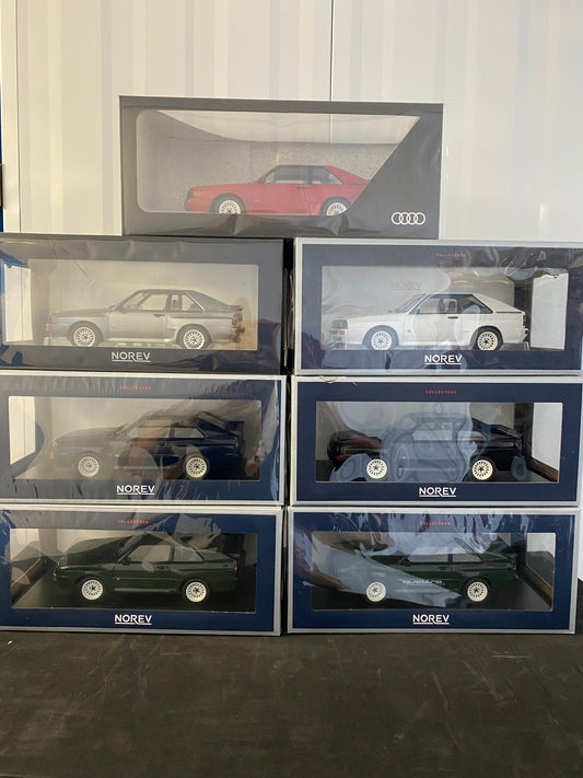 Audi Sport Quattro 1985 7er-Set komplett inklusive EXCLUSIVE WEB Norev 1:18