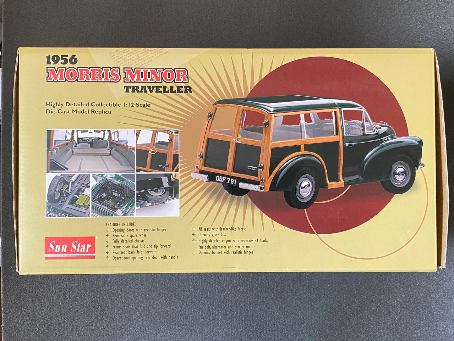 Morris Minor Traveller 1956 Dunkelgrün Dark Green SunStar 4791 Neu in OVP new in box 1:12
