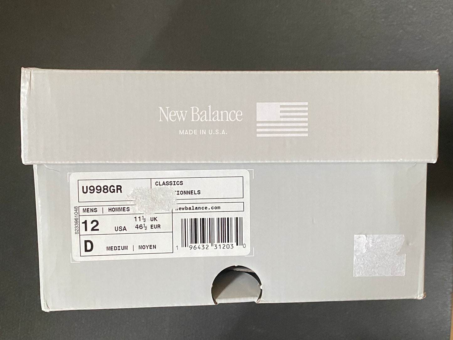 New Balance 998 U998GR original vintage colourway Neu in Box new in box US 12 UK 11,5 EU 46,5 (Kopie)