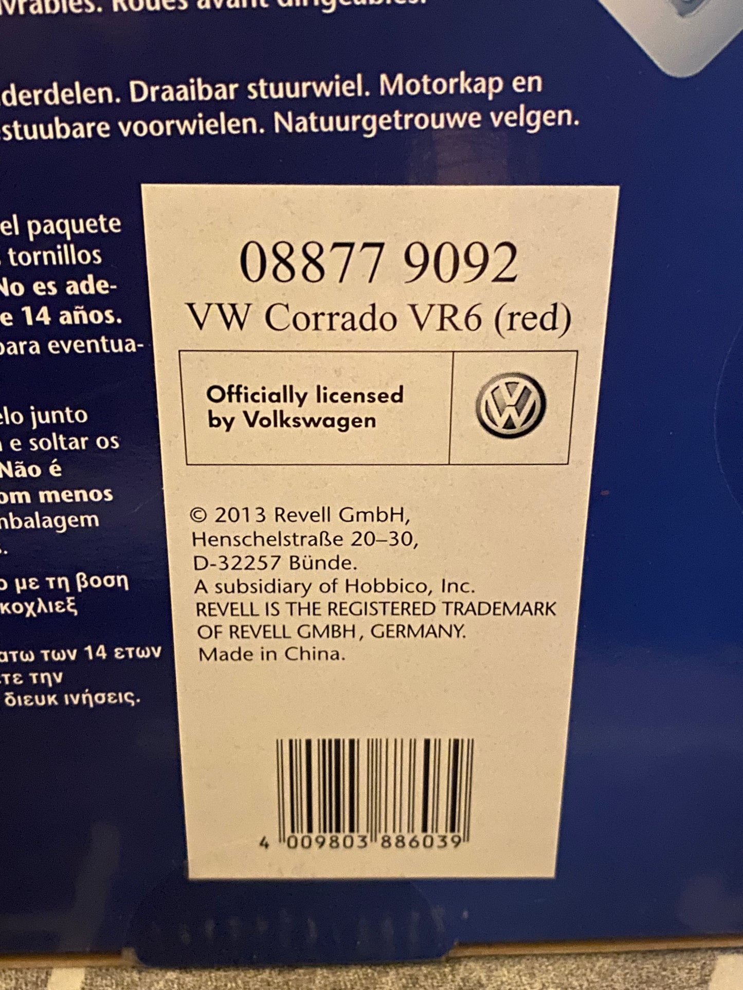 VW Corrado VR6 1992 Rot Red Revell 08877 9092 1:18