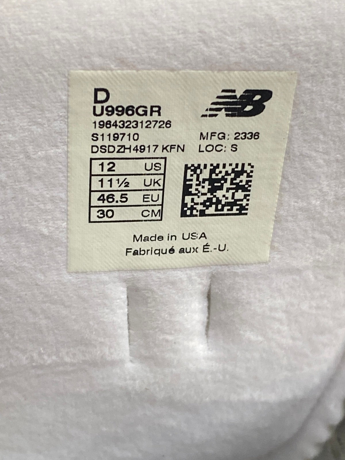New Balance 996 U996GR original vintage colourway Neu new US 12 UK 11,5 EU 46,5