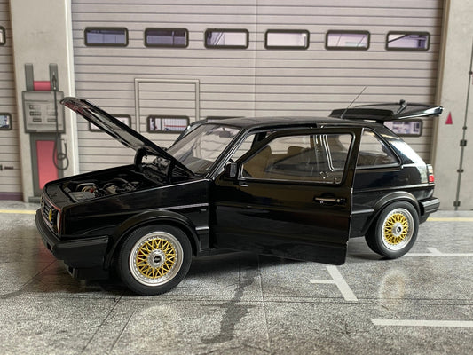 VW Golf 2 GTI G60 DigiFiz Typ 19E 1989 II Schwarz metallic Tuning Diorama Umbau 1:18