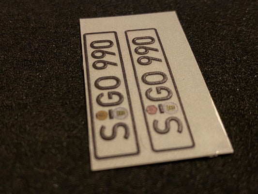 Altes Kennzeichen Deutschland S-GO 990 für Porsche geprägt & selbstklebend  1:12