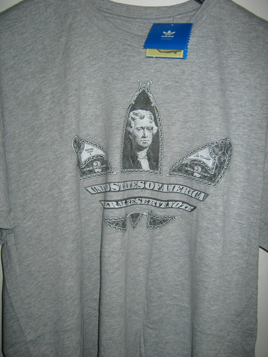 Adidas x Wish "2 Dollar-Note" TREFOIL T-Shirt grey Grau NEU Größe XL new size XL