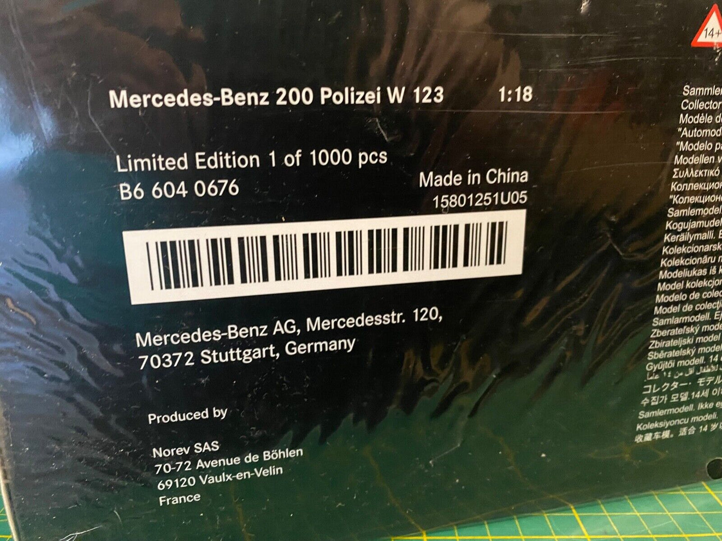 Mercedes Benz 200 Polizei W123 B66040676 Norev Neu in OVP 1:18