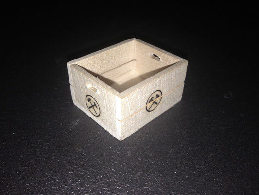 Kohlenkiste Holz mit Brandzeichen als Ladegut für Lkw 1:12 Diorama Puppenhaus