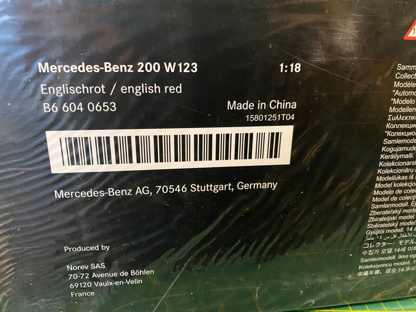Mercedes Benz 200 Englischrot W123 B66040653 Norev Neu in OVP 1:18