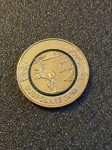 5 EURO 2020 "Subpolare Zone" durchsichtiger Polymerring Prägestätte F