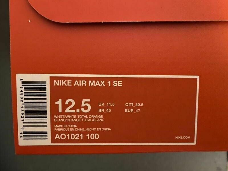 Nike Air Max 1 SE JUST DO IT plus Accessoires AO1021 100 US 12,5 UK 11,5 EUR 47