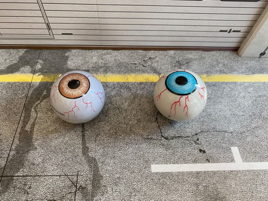 2er Set Rollendes Auge Rolling Eye Jet Ball Braun & Blau 90er 90´s Ø ca. 39 mm