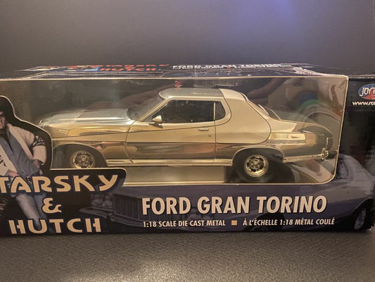FORD GRAN TORINO STARSKY & HUTCH RARE SILVER CHROME PLATED VERSION ERTL 1:18