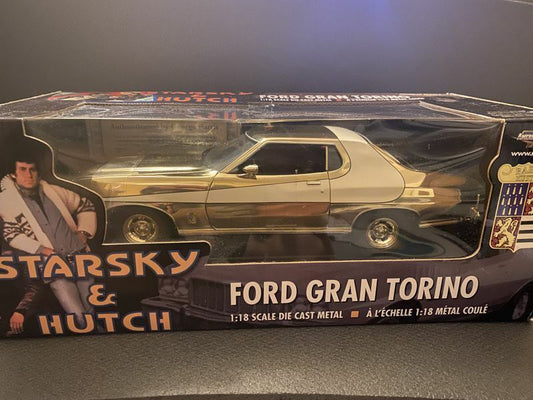 FORD GRAN TORINO STARSKY & HUTCH GOLD CHROME PLATED VERSION George Barris 1:18