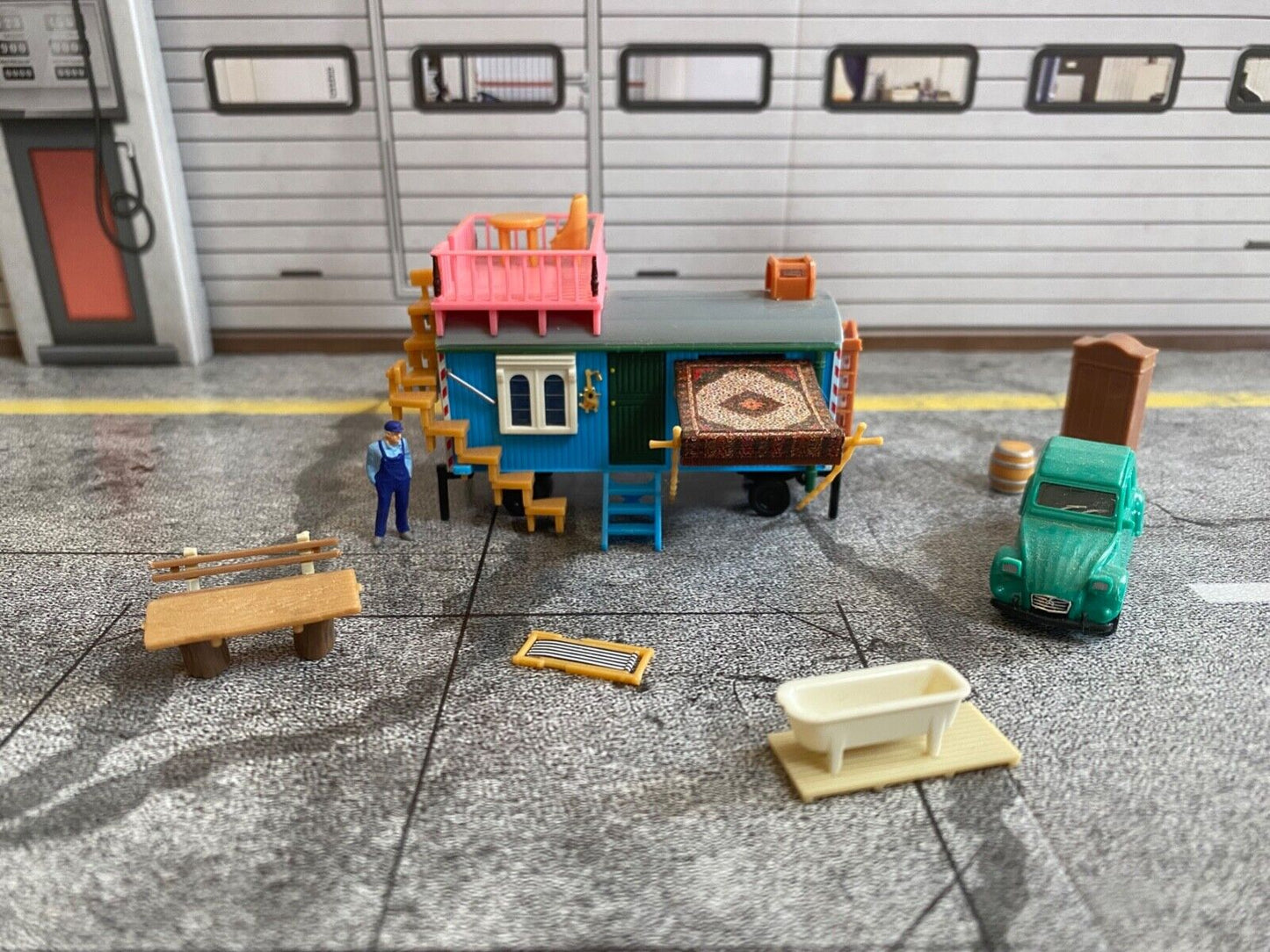 Löwenzahn Bauwagen & Citroen Ente Peter Lustig Herpa 152181 gebraucht H0 1:87