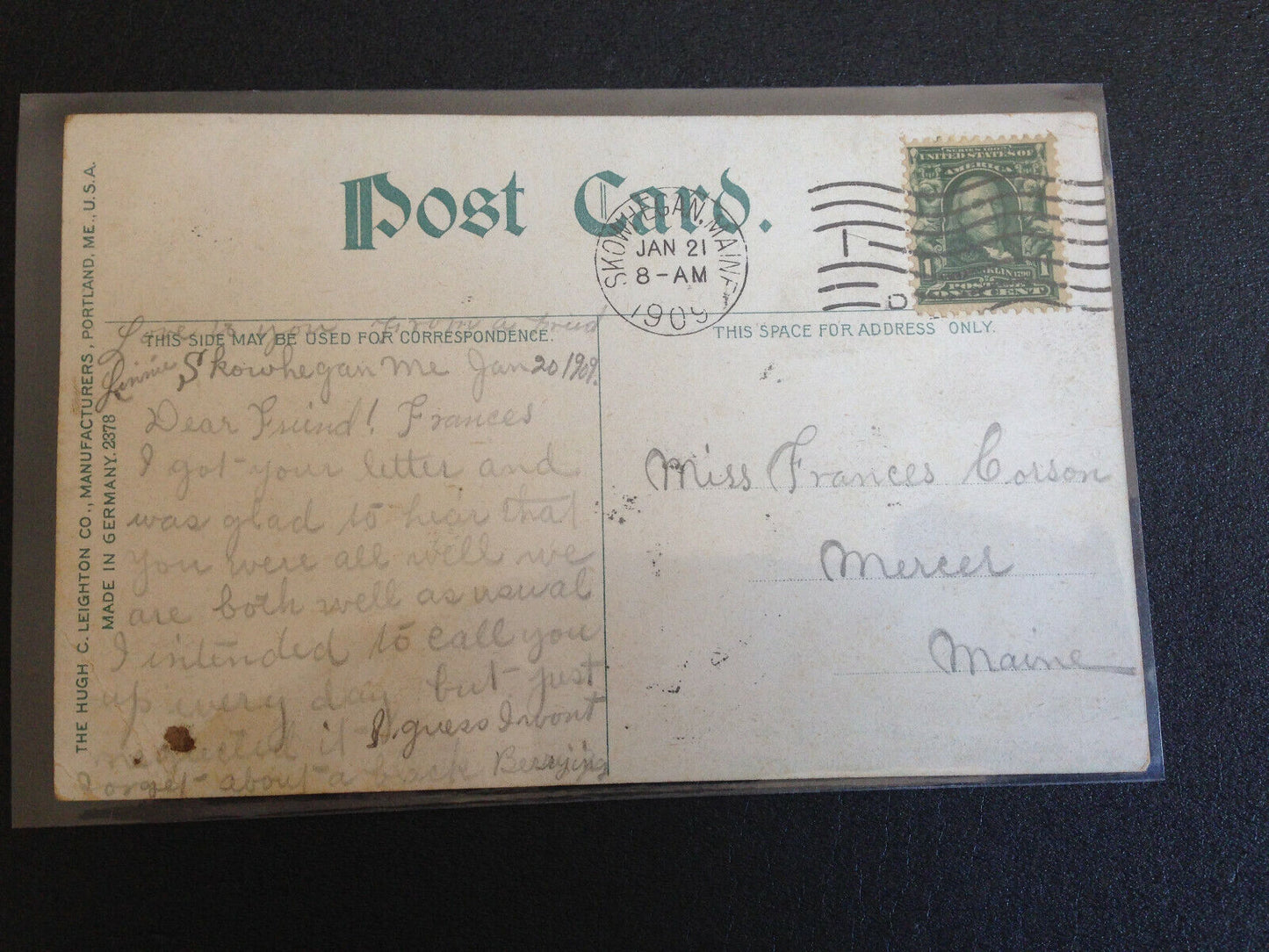 Postkarte von 1909 Skowhegan Maine USA Shoe Factory from New Balance vintage