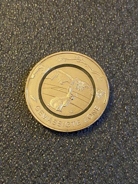5 EURO 2019 "Gemässigte Zone" durchsichtiger Polymerring Prägestätte F