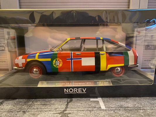 Citroën GS 1971 Drapeaux FIRST WITH RED RIMS "200 EXCLU WEB" 181666 Norev 1:18