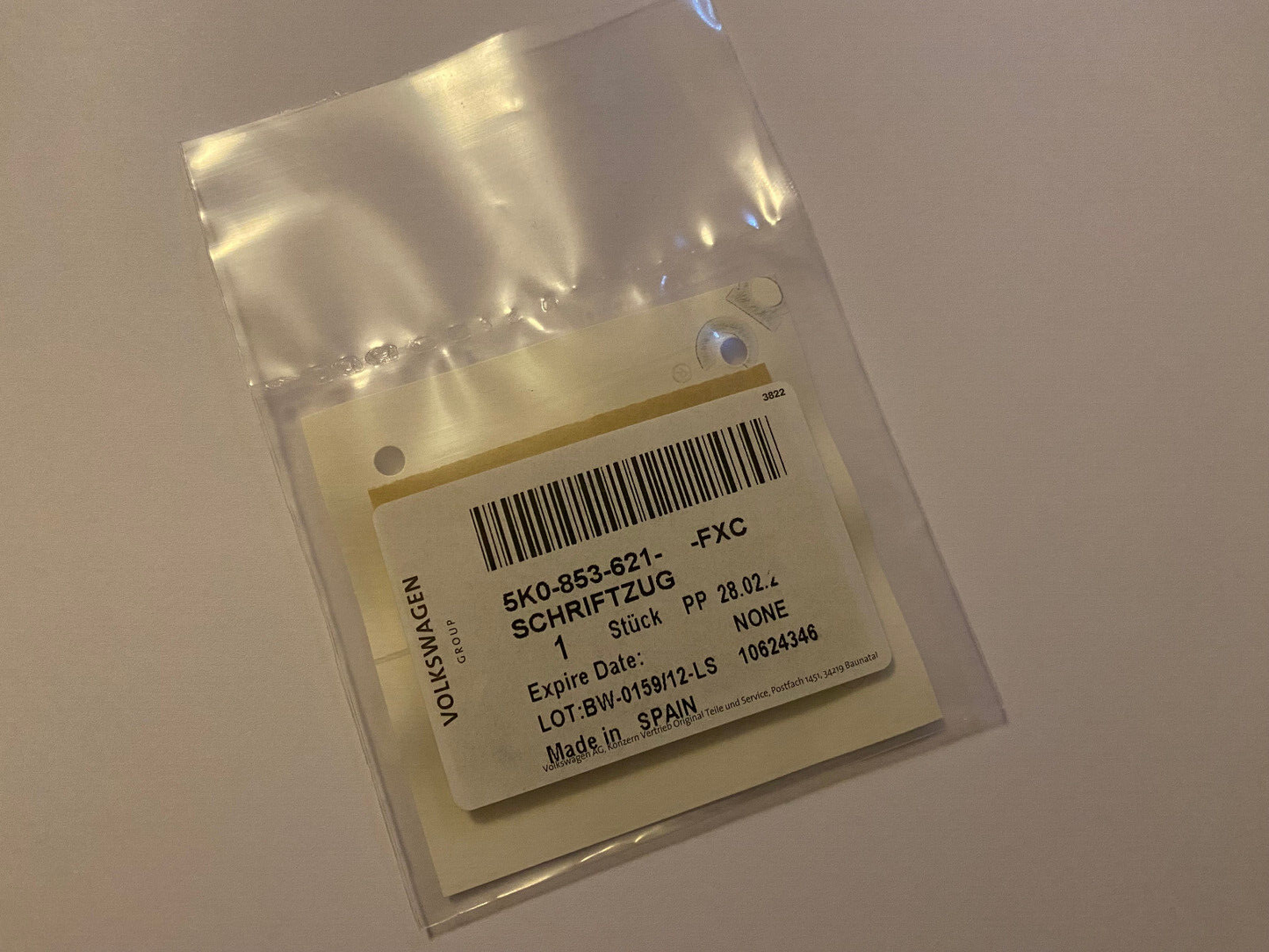 VW Golf 6 VI Typ 1K ADIDAS-Emblem f. B-Säule Schild Schriftzug Zeichen 5K0853621