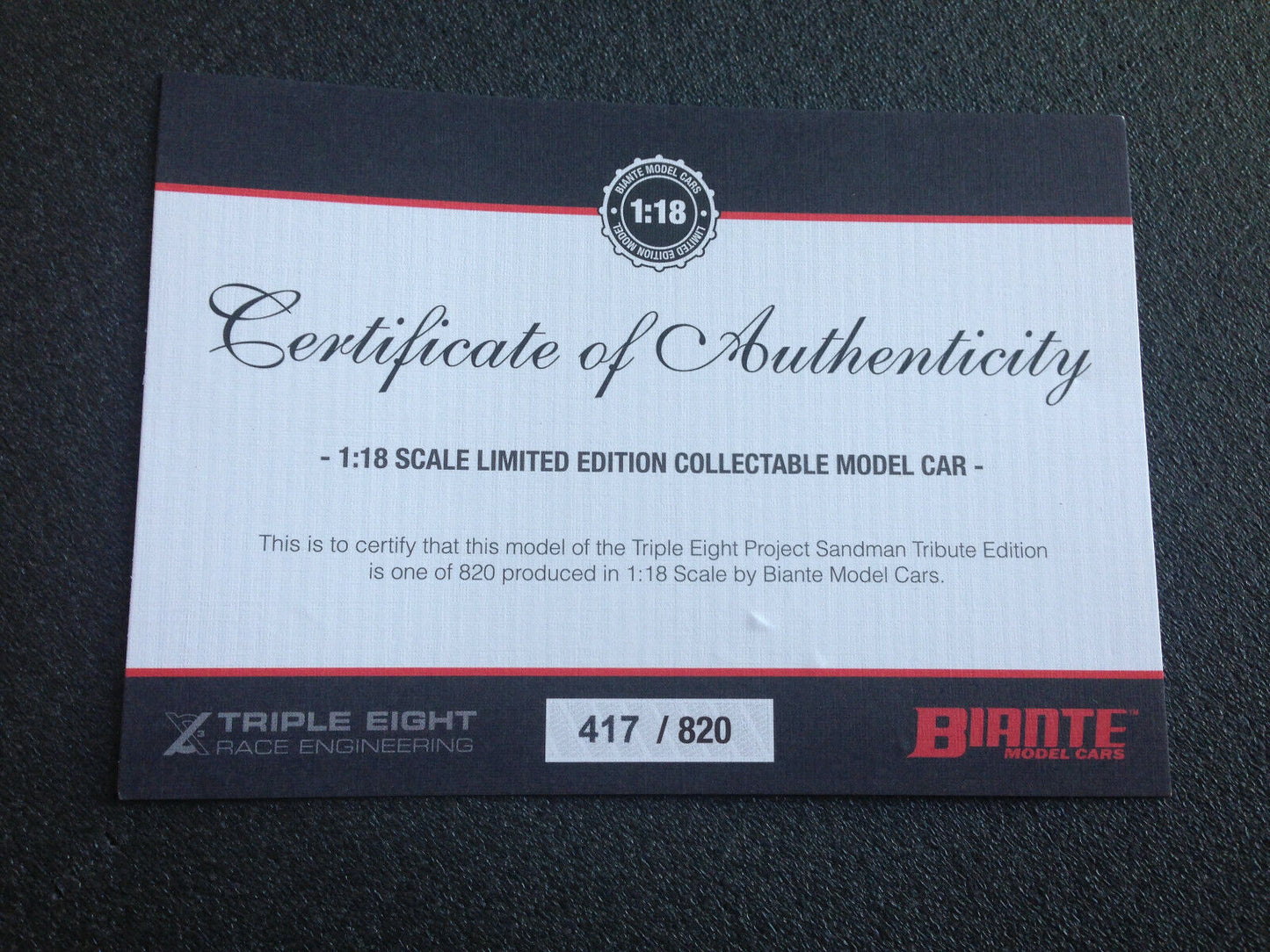 Holden Triple Eight 888 Project Sandman TributeEdt RED BULL BR18601A Biante 1:18