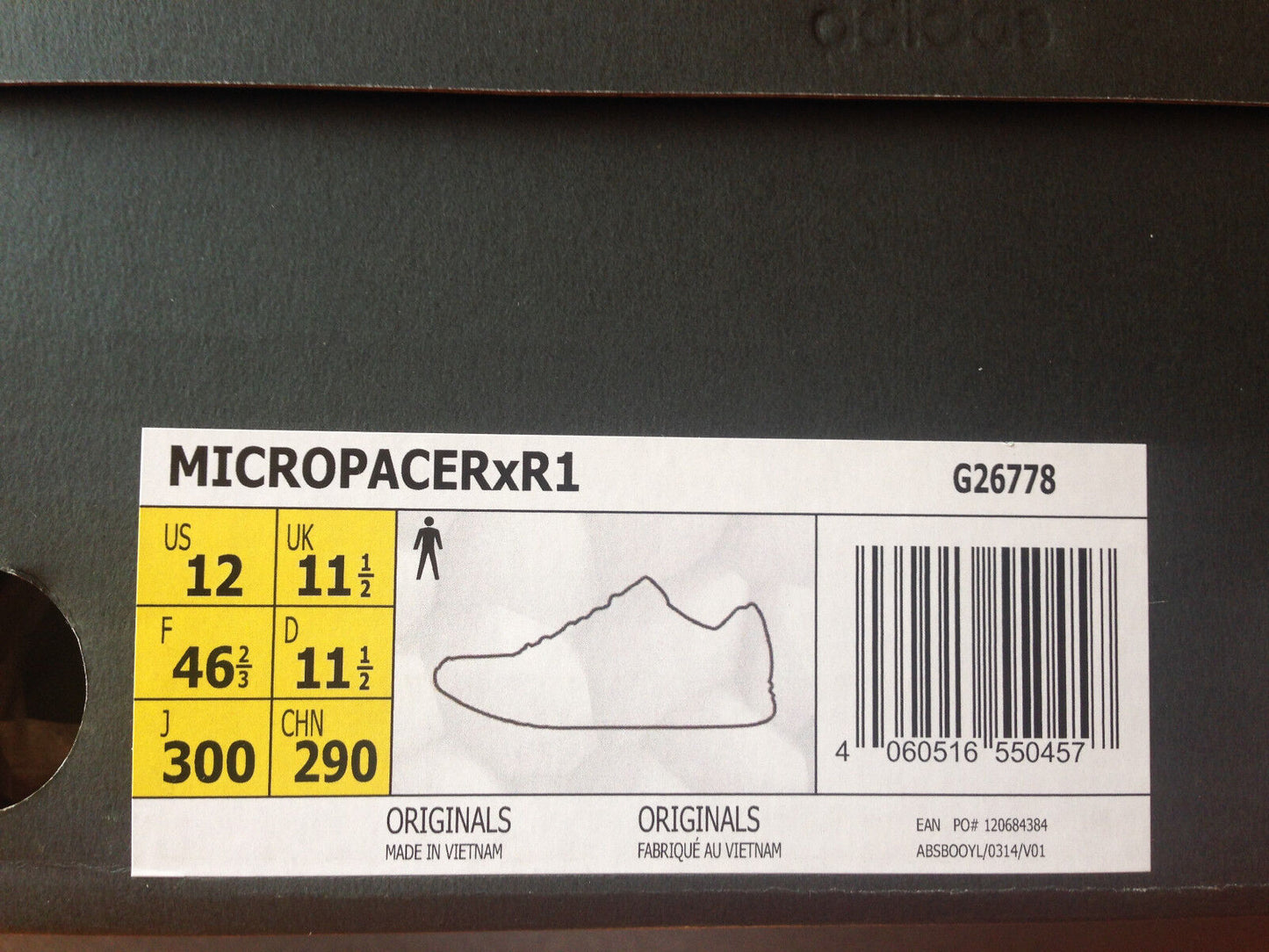 Adidas Micropacer x R1 2018 vintage colourway new in box US 12 UK 11,5 FR 46 ⅔