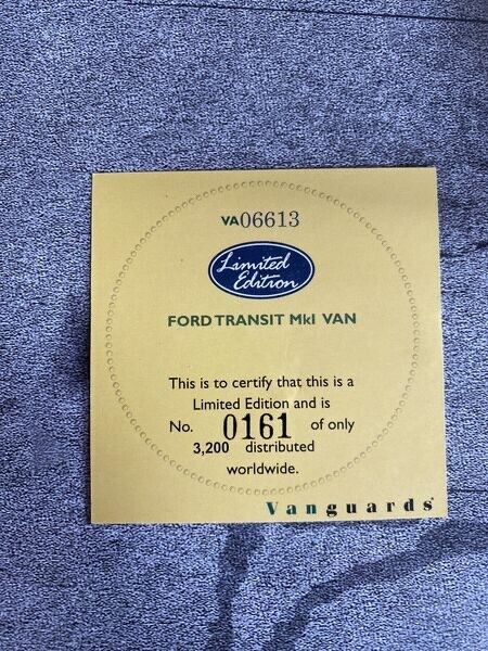 Ford Transit MK1 Van ONE MILLIONTH TRANSIT Vanguards used in box Supervan 1:43