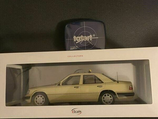 Mercedes Benz E-Klasse W124 Taxi Tatort Münster mit "ARD 20:15 Uhr" Wecker 1:18