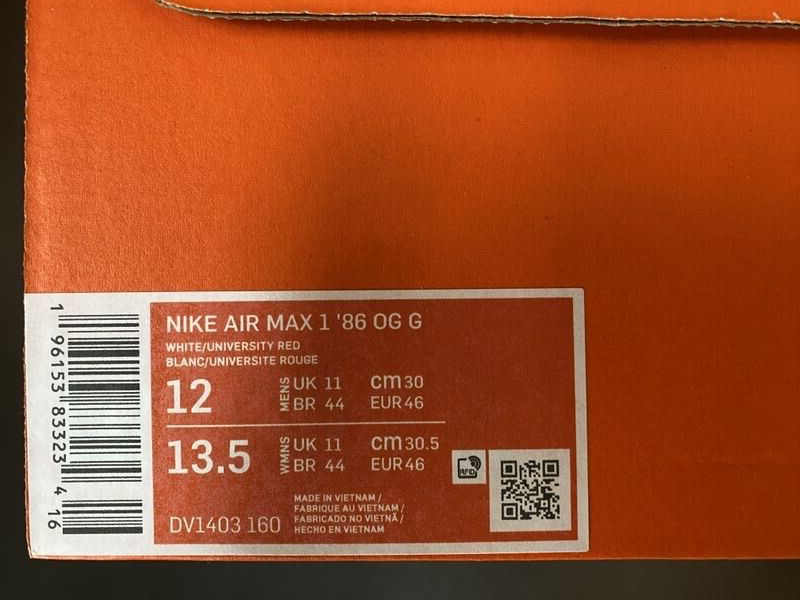 Nike Air Max 1 `86 OG G BIG BUBBLE Golf DV1403 160 vintage cw US 12 UK 11 EUR 46