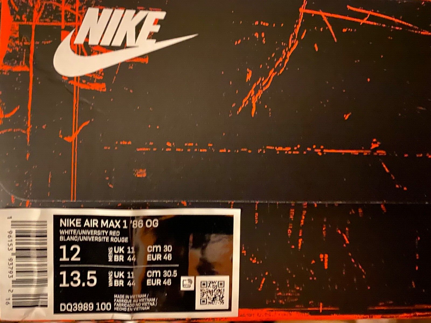 Nike Air Max 1 `86 OG BIG BUBBLE DQ3989 100 vintage colourway US 12 UK 11 EUR 46