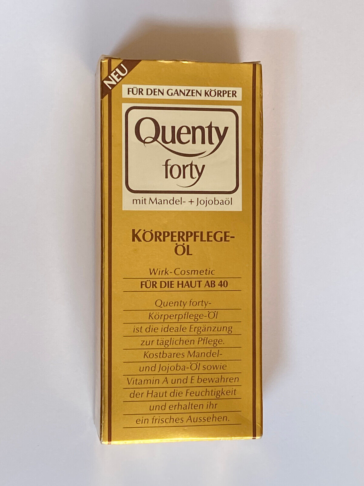 Quenty forty Körperpflegeöl mit Mandel + Jojobaöl Vintage Artikel 80er Jahre Neu