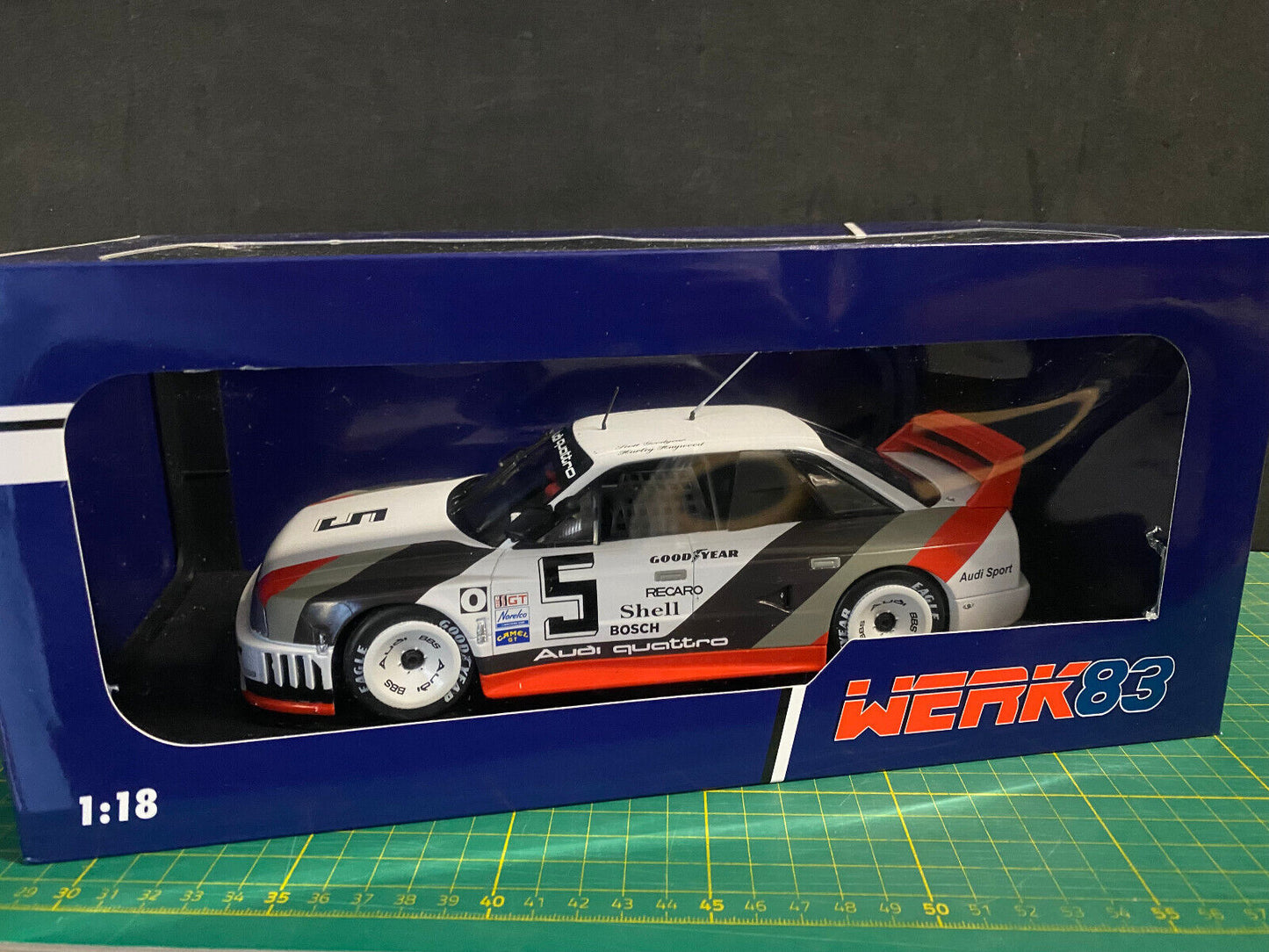 Audi 90 IMSA GTO #5 500 km Road America 1989 Haywood/Goodyear Neu in OVP 1:18