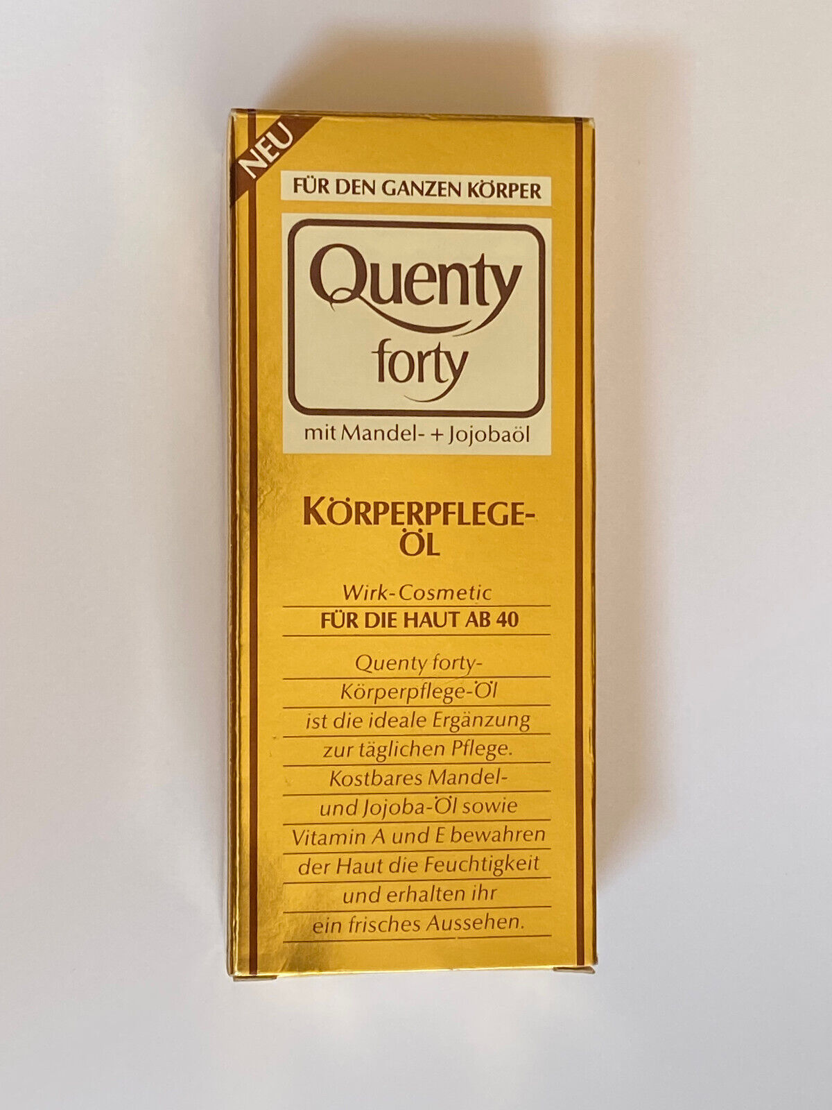 Quenty forty Körperpflegeöl mit Mandel + Jojobaöl Vintage Artikel 80er Jahre Neu