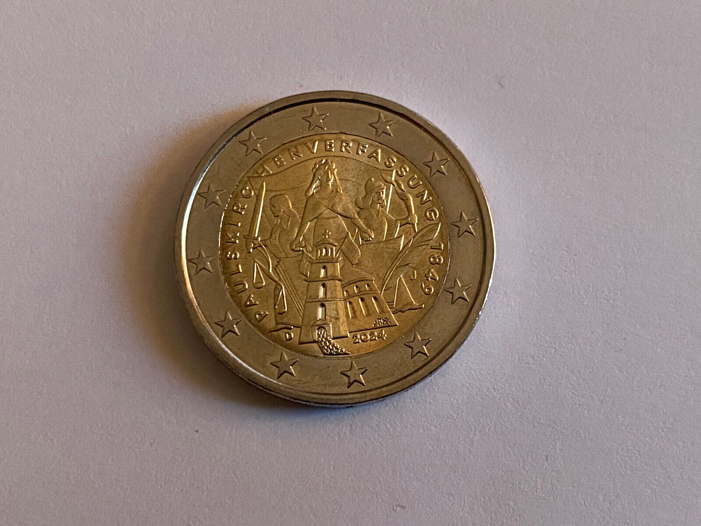 2 Euro Münze Paulskirchenverfassung 1849 2024 Prägestätte D