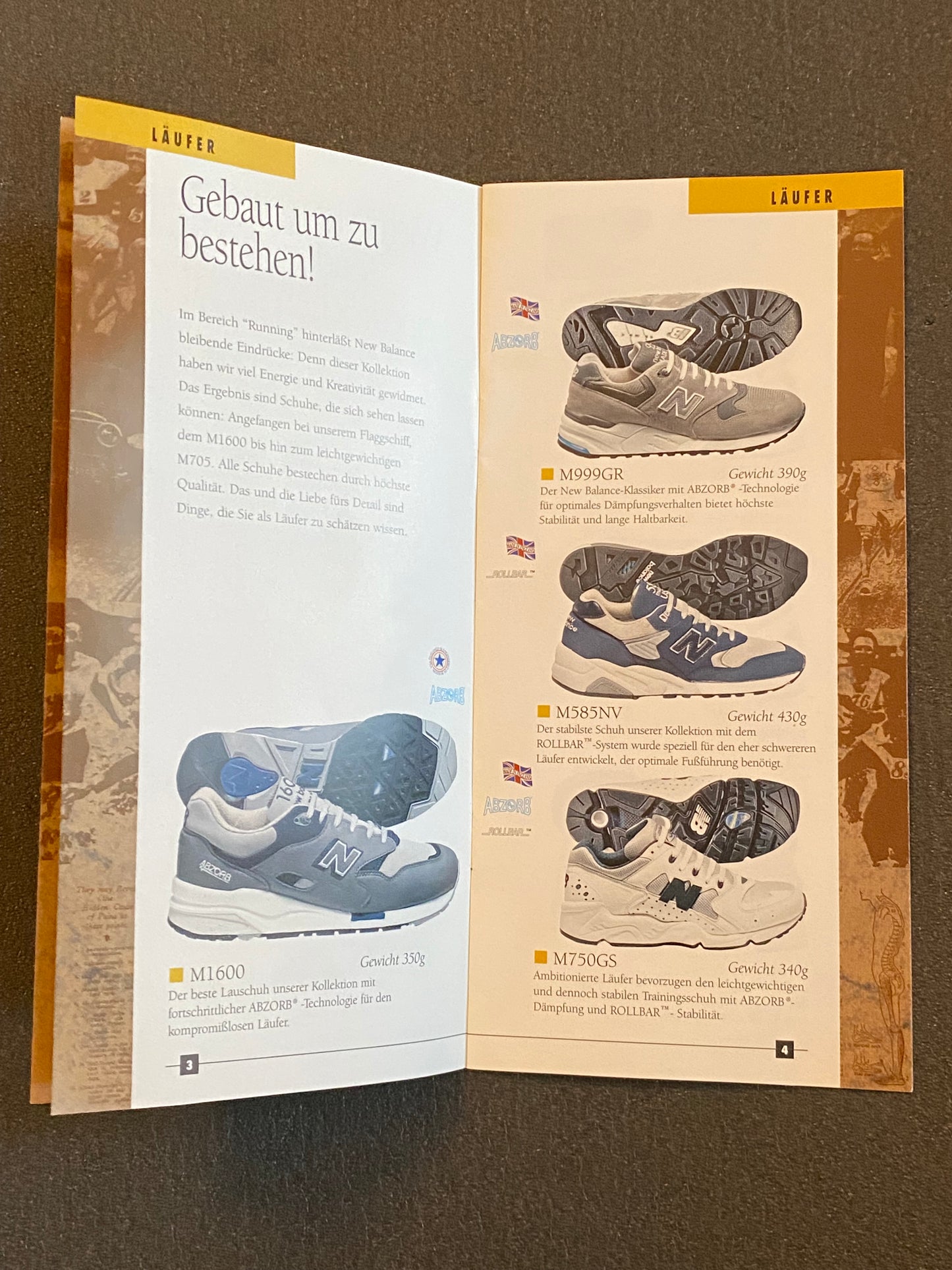 New Balance Sportschuh Katalog (deutsch) 1996 vintage u.a. mit 1600 / 996 / 577 Flyer Prospekt