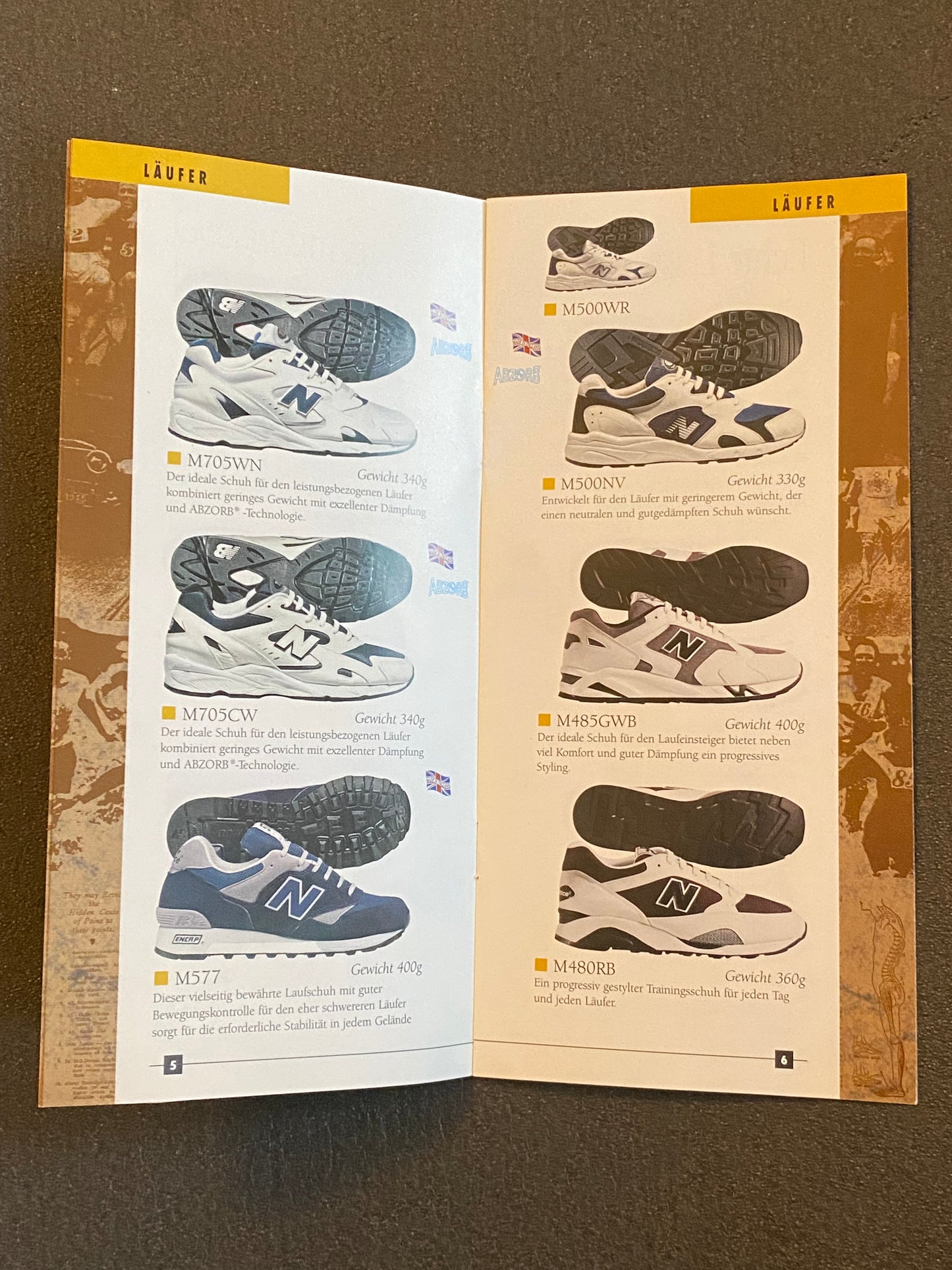 New Balance Sportschuh Katalog (deutsch) 1996 vintage u.a. mit 1600 / 996 / 577 Flyer Prospekt