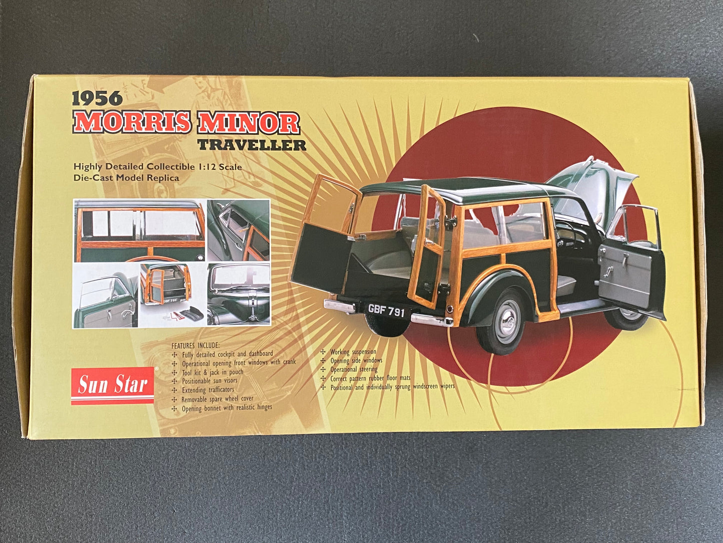 Morris Minor Traveller 1956 Dunkelgrün Dark Green SunStar 4791 Neu in OVP new in box 1:12