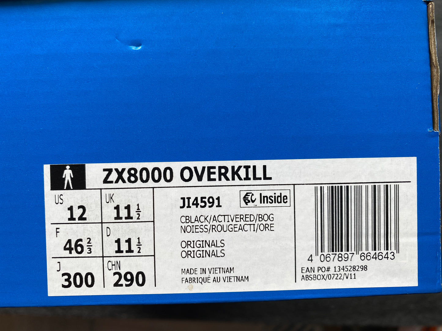 Adidas ZX 8000 Overkill Heimspiel Fußball EM 2024 JI4591 US 12 UK 11,5 EUR 46 ⅔
