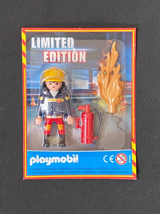 Playmobil Limited Edition Feuerwehrmann mit Feuerlöscher und Flamme Neu in OVP